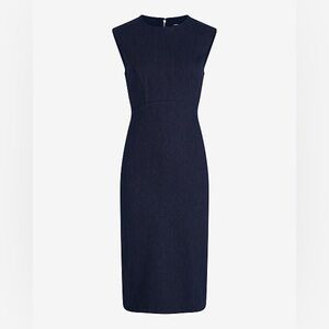 Express Twill Crew Neck Cap Sleeve Back Zipper Midi Sheath Dress
Size XS